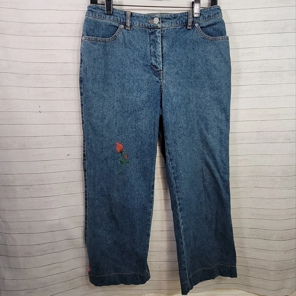 ST. JOHN COLLECTION BY MARIE GRAY VINTAGE WIDE CROP JEANS, SZ 4